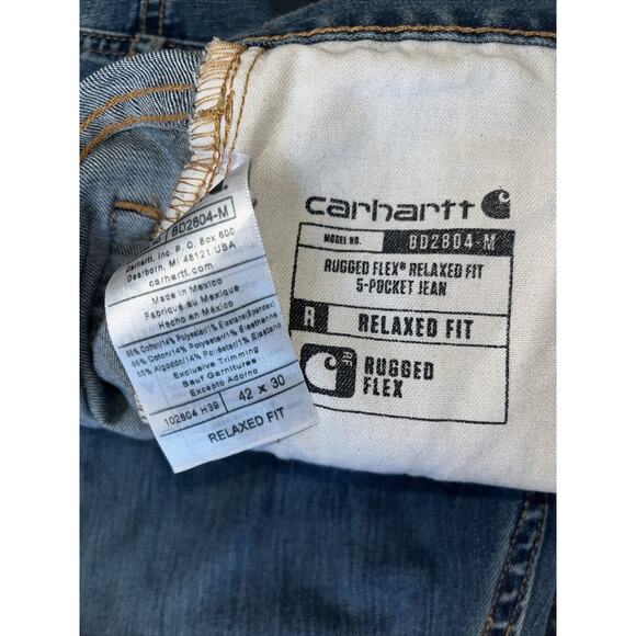 Carhartt Jeans‎ Men's 42x30 Light Wash Denim Pants Relaxed Fit Work Workwear - Picture 4 of 6